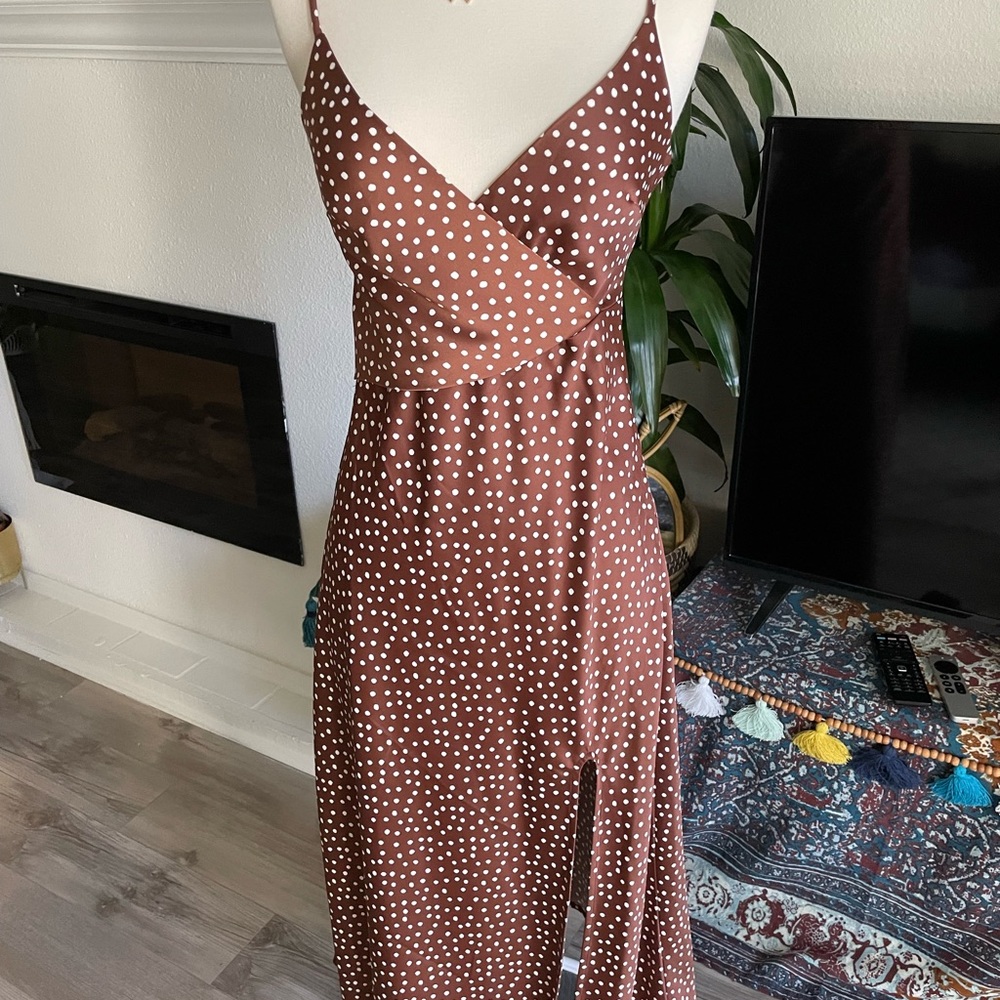 Urban Outfitters brown and white polka dot midi NWT SZ S